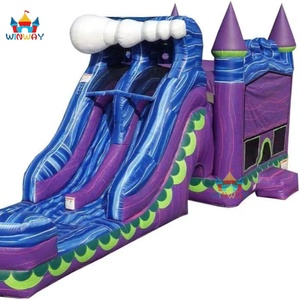 Castillo Inflable con Tobogán Acuático de Doble Carril, Alquiler de Casa de Brinco Combinada, Material de PVC, Tamaño 3x7M, Uso Comercial para Diversión - Product Image 6