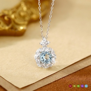 สร้อยคอเงินแท้ 925 ดีไซน์หรูหรา ราคาเข้าถึงได้ สำหรับผู้หญิง ประดับด้วยพลอยโทแพซธรรมชาติรูปดอกไม้ ดีไซน์พิเศษสำหรับการค้าข้ามพรมแดน - Product Image 2