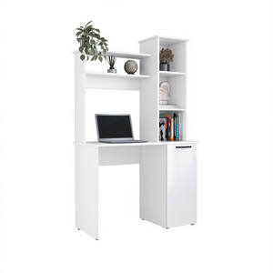 Scrivania per computer Muncy con vano portaoggetti, bianca, superficie di lavoro larga 48 pollici, armadietto con anta singola, mobili per ufficio domestico - Product Image 1