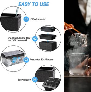 Plateau transparent personnalisé pour machine à glaçons OEM et ODM plateaux à glaçons en silicone pour la maison cadeaux <span class=keywords><strong>de</strong></span> boissons au whisky et au bourbon pour hommes - Product Image 3