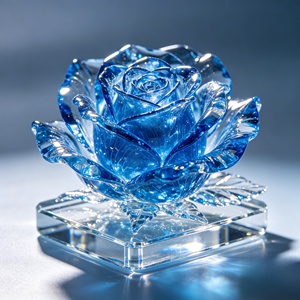 ดอกกุหลาบเรซิ่นใสสีฟ้า: ผลงานศิลปะดอกไม้อมตะและของขวัญ ผลิตตามสั่งโดยโบจิยี่ - Product Image 6