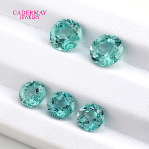 Cadermay Loose Synthetic Emerald Gemstone Round Light Green For Jewelry Making - Product Image 1