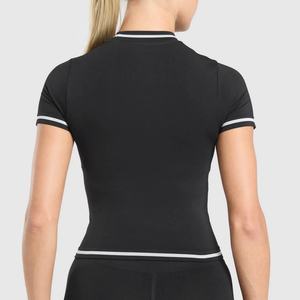 เสื้อยืดผู้หญิงสำหรับฤดูร้อน แห้งเร็ว ชุดกีฬา กระชับรูปร่าง สวมใส่สบาย ออกกำลังกาย รับสกรีนโลโก้ เสื้อยืดแขนสั้น - Product Image 3