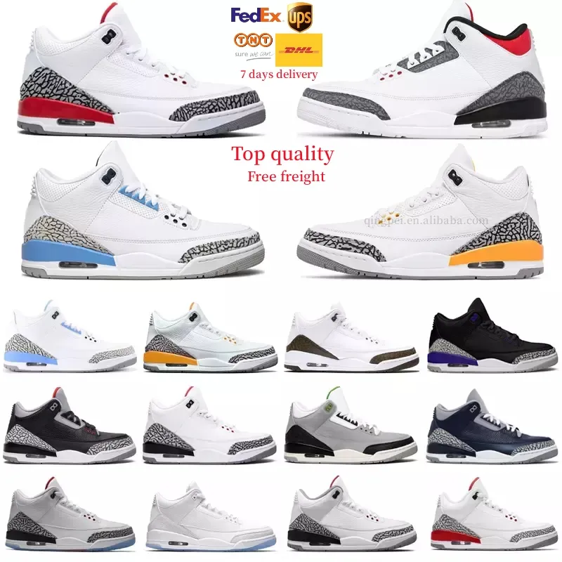 free shipping Newest In Stock x free AJ 3 retro og basketball style shoes cardinal red cement unc men's sneakers jorden shoes
