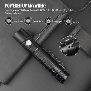 Vente en gros de lampes de poche tactiques LED rechargeables par USB de haute qualité 1700 lumens A20 EDC, étanches IP44, en aluminium - Product Image 5