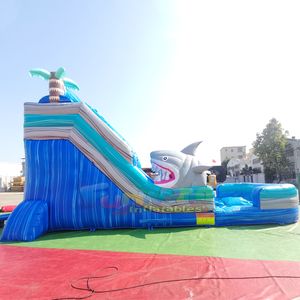 Dual lane shark water slides inflatable for kids and adults tobogan acuatico hinchable giant bounce house - Product Image 4