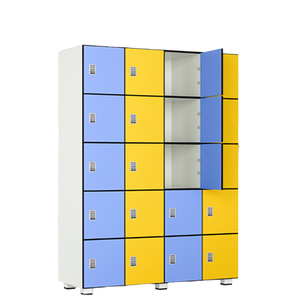 Casier électronique intelligent à 15 compartiments, armoire de rangement en métal de couleur bleu-jaune avec porte ouverte pour salle de sport, école, club - Product Image 1