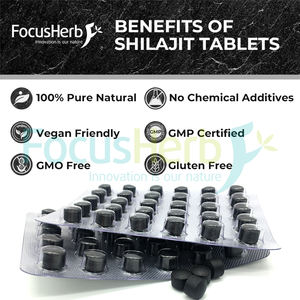 Focusherb 100% Pure Supplément Himalayen 500Mg 60/90/120 Shilajit Comprimés Riche en Acide Fulvique - Product Image 3