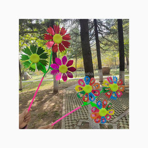 Neue Plastik-Cartoon-Blumen-Windmühle DIY-Malspielzeug für Kinder Pädagogisches Outdoor-Gartendekoration Geschenk Handwerk Lernspielzeug - Product Image 5