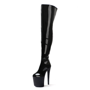 Bottes de danseuse exotique <span class=keywords><strong>pour</strong></span> boîte de nuit, talons hauts de 20 cm, plateforme épaisse, en cuir, chaussures de performance de 8 pouces, bottes cuissardes <span class=keywords><strong>pour</strong></span> femmes - Product Image 2