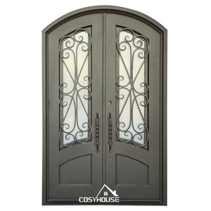 Portes d'entrée doubles en verre personnalisées de luxe Serrure de sécurité intelligente antivol Design décoratif fait à la main pour l'hôtel Mansion/Villa - Product Image 1