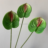 Bunga Anthurium Hijau Sentuhan Realistis Buatan L-645, Batang Anthurium Palsu dari Lateks untuk Dekorasi Bunga Pernikahan dan Rumah CE