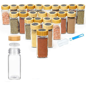 Ensemble de pots à épices rechargeables en borosilicate pour cuisine et maison, avec couvercle en bambou, pour assaisonnements et herbes aromatiques, vente en gros - Product Image 1