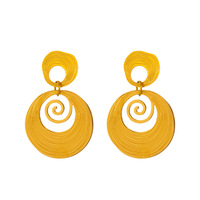 Boucles d'oreilles pendantes géométriques plaquées or 18 carats, texture pain, spirale texturée, pour usage quotidien et événements festifs