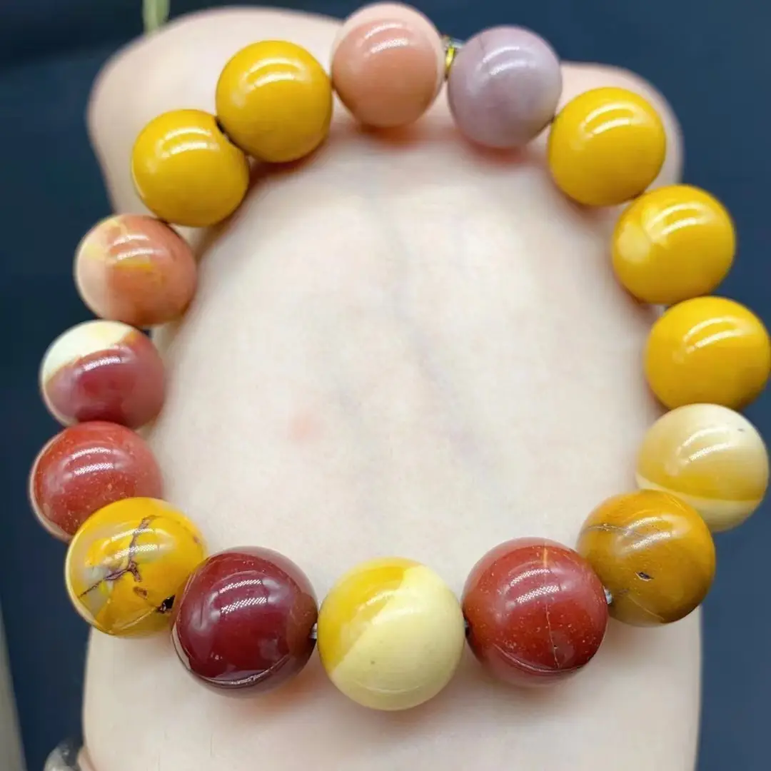 10mm Wholesale Natural Yellow And Red Mookite Bracelet For Healing Crystal Crafts Bracelets