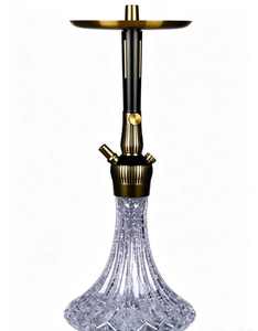 Gold Black Glass <b>Hookah</b> Modern Shisha <b>Pipe</b> Transparent Base Metal Stand Lounge Bar Use - Product Image 1