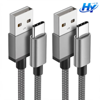 Kabel Data USB-A ke Type-C 5V 2A dengan Jalinan Nilon, Harga Grosir Pabrik Terjangkau, Laris untuk Ponsel Android dan iPhone