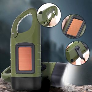 Multi-Functional Solar Hand-Cranked Emergency LED Light ABS Camping Flashlight <b>AA</b> <b>Battery</b> <b>Rechargeable</b> IP65 Outdoor Survival - Product Image 4