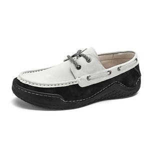 Chaussures <span class=keywords><strong>bateau</strong></span> pour hommes, mocassins de conduite, chaussures plates en faux daim de vache et nubuck, basses à lacets, faites à la main, légères, à talon plat, pour la marche et les affaires - Product Image 2