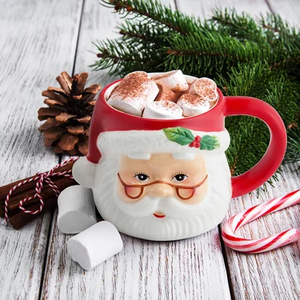 Tazza da Caffè in Ceramica Rossa a Forma di Babbo Natale, Regalo Natalizio, Tazza per Latte Rossa/Bianca, Decorazione Natalizia da Interni 16oz - Product Image 2