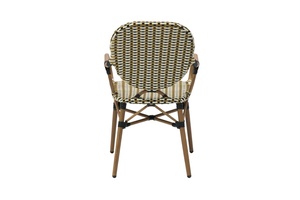 Chaise de bistrot française empilable pour l'extérieur avec structure en aluminium, imprimé bambou, rotin PE tressé résistant aux intempéries pour café <span class=keywords><strong>parisien</strong></span> et terrasse - Product Image 4