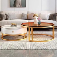 Table basse de style italien pour salon, moderne et minimaliste, petite table à thé domestique, table basse ronde en verre de luxe tendance