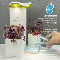 Pot tanaman dalam ruangan dengan lampu tumbuh LED, Timer 12 jam otomatis, bebas air 7 hari, 2 pot penyiraman sendiri untuk tanaman kecil