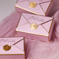 Boîte cadeau de luxe en carton recyclable en forme d'enveloppe, pliable, pour bonbons de mariage, chewing-gums, ou cadeaux de fête