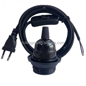 Câble électrique tressé en tissu de 2 m, câble électrique tressé en tissu coloré avec prise, interrupteur de cordon, lampe E27 - Product Image 4