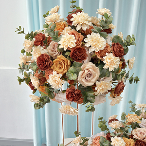 Customization Romantic Dreamy Artificial Flower <b>Table</b> <b>Runner</b> Mixed Flower Ball Autumn Centerpiece Arrangement <b>Wedding</b> Decoration - Product Image 5
