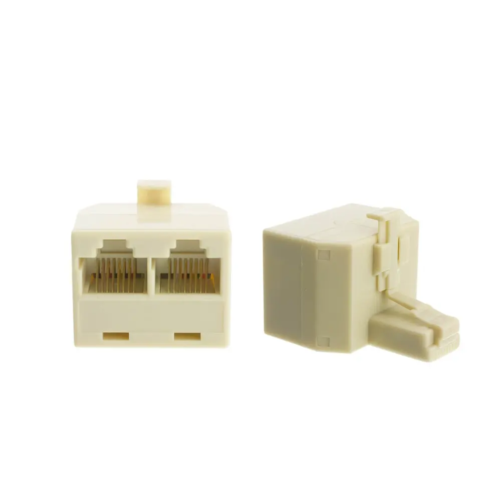 Convertisseur téléphonique RJ45 8p8c Adaptateur en T vers adaptateur double prise femelle