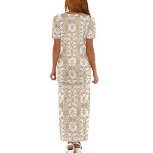Conjuntos de vestido informal de dos piezas personalizados para mujer Diseños de tatuajes polinesios Isla Samoan Puletasi <span class=keywords><strong>Tribal</strong></span> Ropa hawaiana XS-<span class=keywords><strong>Tobillo</strong></span> - Product Image 3