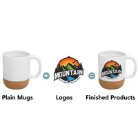 Tasses à café en céramique personnalisées de 330 ml (11 oz) pour sublimation, colorées, avec impression par transfert thermique et base en liège, idéales pour cadeaux promotionnels