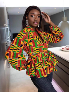 Cárdigan con Estampado Digital Estilo Africano para Mujer 2026, Blusa con Mangas Farol y Cinturón, Chaqueta Informal - Product Image 5
