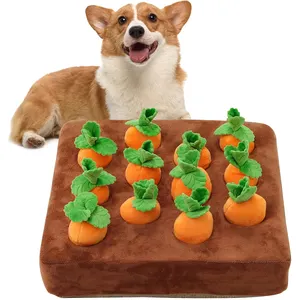 Juguetes interactivos para perros Zanahoria Snuffle Mat Dog Plush Puzzle Toy 2 en 1 Nosework Feed Games con 12 zanahorias