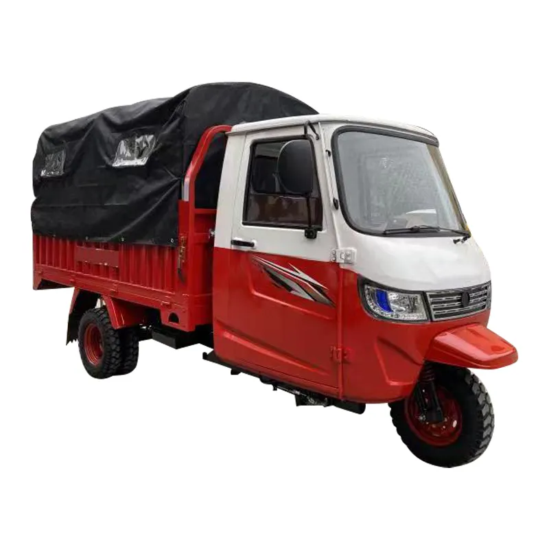 JUYUN High quality gasoline diesel moto motocarro 250cc 300cc 3 wheels cargo tricycle with closed cabin