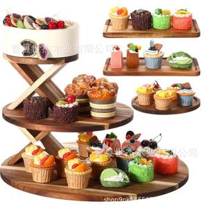 Shijie Wooden Dessert <b>Stand</b> Round <b>3</b> <b>Tier</b> Solid Wood <b>Cake</b> Tray For Party Birthday Decorations - Product Image 4