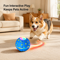 Balle lumineuse interactive pour animaux de compagnie, moderne, en ETPU, avec LED clignotantes, 3 modes de vibration et télécommande, vente en gros