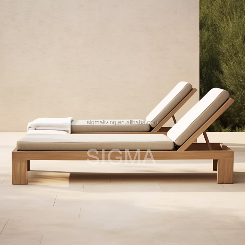 High Quality Luxury Outdoor Patio  Furniture Set Teak Garden Chaise Chair Waterproof Outdoor Daybed Teak Sun Lounger