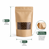 Sachets en papier kraft naturel brun refermables avec fermeture éclair pour snacks, petite capacité, plusieurs tailles, vente en gros directe usine