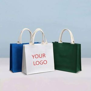 Sac fourre-tout en lin et jute écologique avec logo personnalisé, réutilisable, pour salons professionnels, emballage de vente au détail, marketing d'entreprise, sac promotionnel - Product Image 1