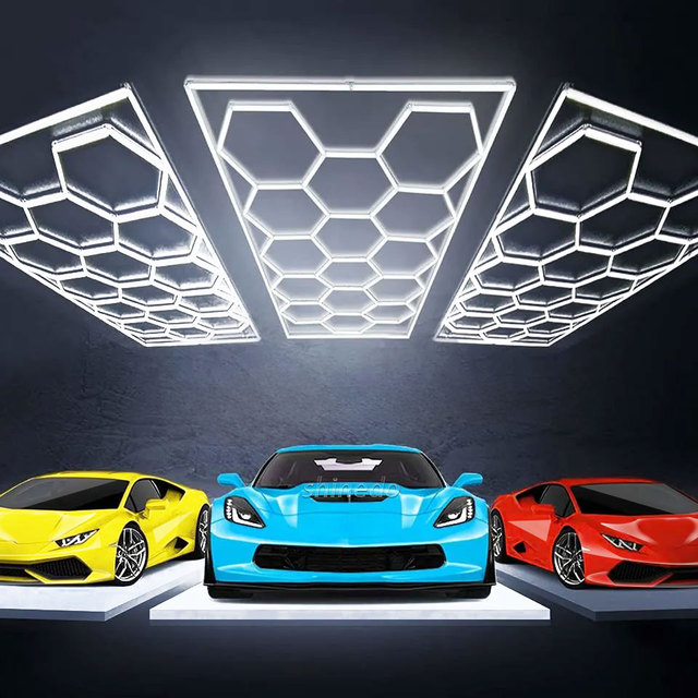 Garage Working Light Hexagon Lights Lamp Led Tube Honeycomb Ceiling Lighting for Auto Car Body Repair Led Workshop