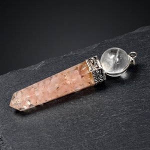 Rose Quartz Pendulum Polished Point With Clear <b>Crystal</b> <b>Ball</b> Silver CapHigh Quality Carved Engraved Rose Quartz Point <b>Crystal</b> - Product Image 3