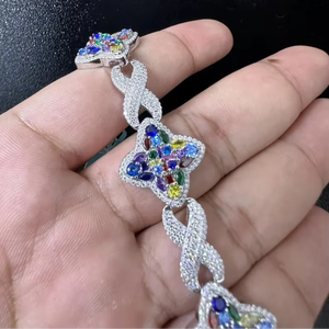 Cao Cấp Bạc Cuba Liên Kết Với Kim Cương Cổ Điển Lấp Lánh Kim Cương Cuba Liên Kết Vòng Đeo Tay Iced out Bạc Cuba Liên Kết Vòng Đeo Tay - Product Image 1