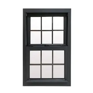 Campainha sem design de som de energia eficaz, todas as cores perfis de alumínio windows vidro dupla pendurado janela de alumínio preto