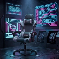 Fauteuil de bureau ergonomique noir et blanc au design industriel, en similicuir PU, dossier haut inclinable, pivotant, réglable, avec vérin à gaz à 2 positions et soutien lombaire