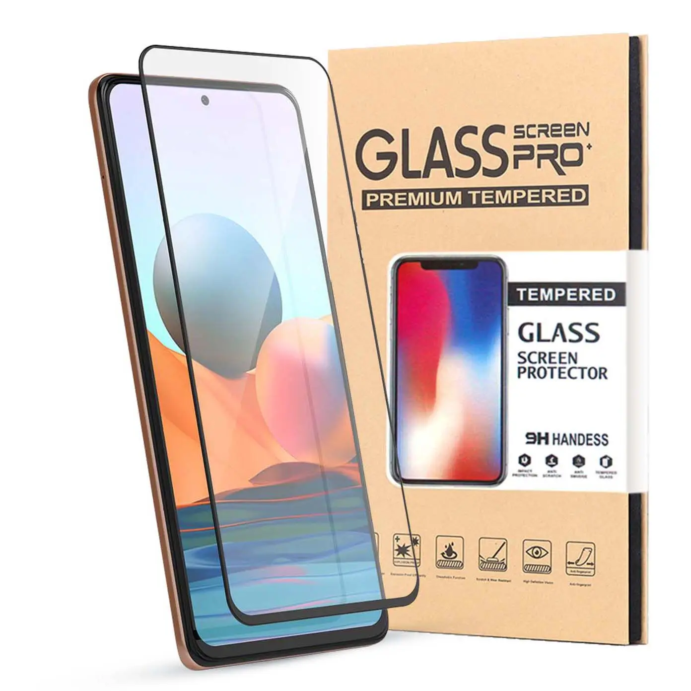 2.5D Silk Full Cover Tempered Glass Screen Protector for Xiaomi Redmi Note 11/10/9 pro max /Redmi 11T 10 with retail packaging