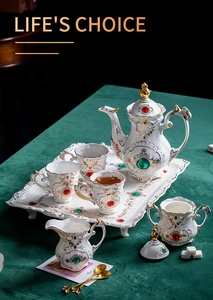 ชุดกาแฟเซรามิกเคลือบทองลายนูนสีขาวสไตล์ยุโรปสำหรับจิบน้ำชายามบ่าย ขายส่งจากโรงงาน - Product Image 4