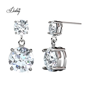 <span class=keywords><strong>Pendientes</strong></span> de tuerca y aro <span class=keywords><strong>pequeños</strong></span> mixtos de 5 días al por mayor adornados con cristales de <span class=keywords><strong>Swarovski</strong></span>, conjunto de joyería Daisini, regalo de cumpleaños - Product Image 4