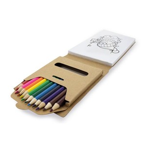 Crayons de couleur écologiques créatifs avec logo OEM promotionnel, 2 en 1, 12 pièces, bloc-notes, notes, jeu de dessin DIY pour enfants - Product Image 2